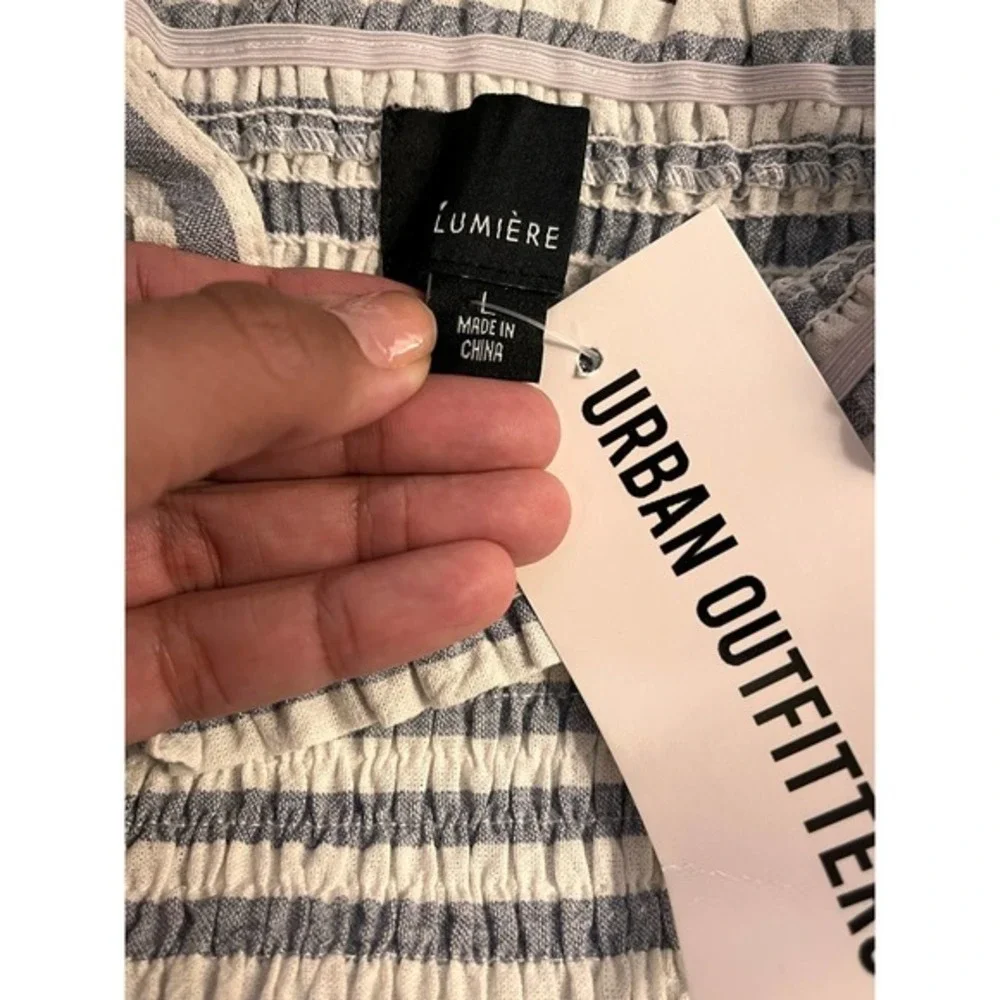 Urban Outfitters Lumiere Striped Smocked Babydoll Dress SZ L - Picture 8 of 10